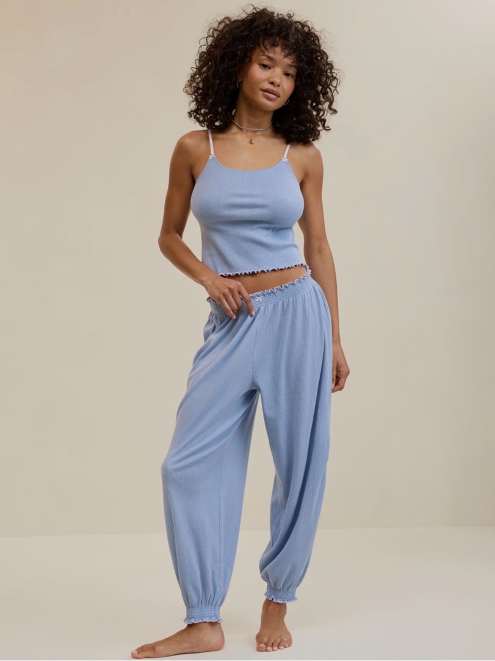 SET Aerie Pointelle Balloon Pajama Pant and Pointelle Pajama Tank